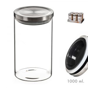 TARRO DE CRISTAL CON TAPA DE METAL 1000 ml