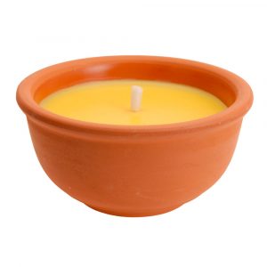 VELA CITRONELA ANTIMOSQUITOS CON RECIPIENTE DE BARRO MEDIDAS: Ø13x6,5cm  EURO/UNI