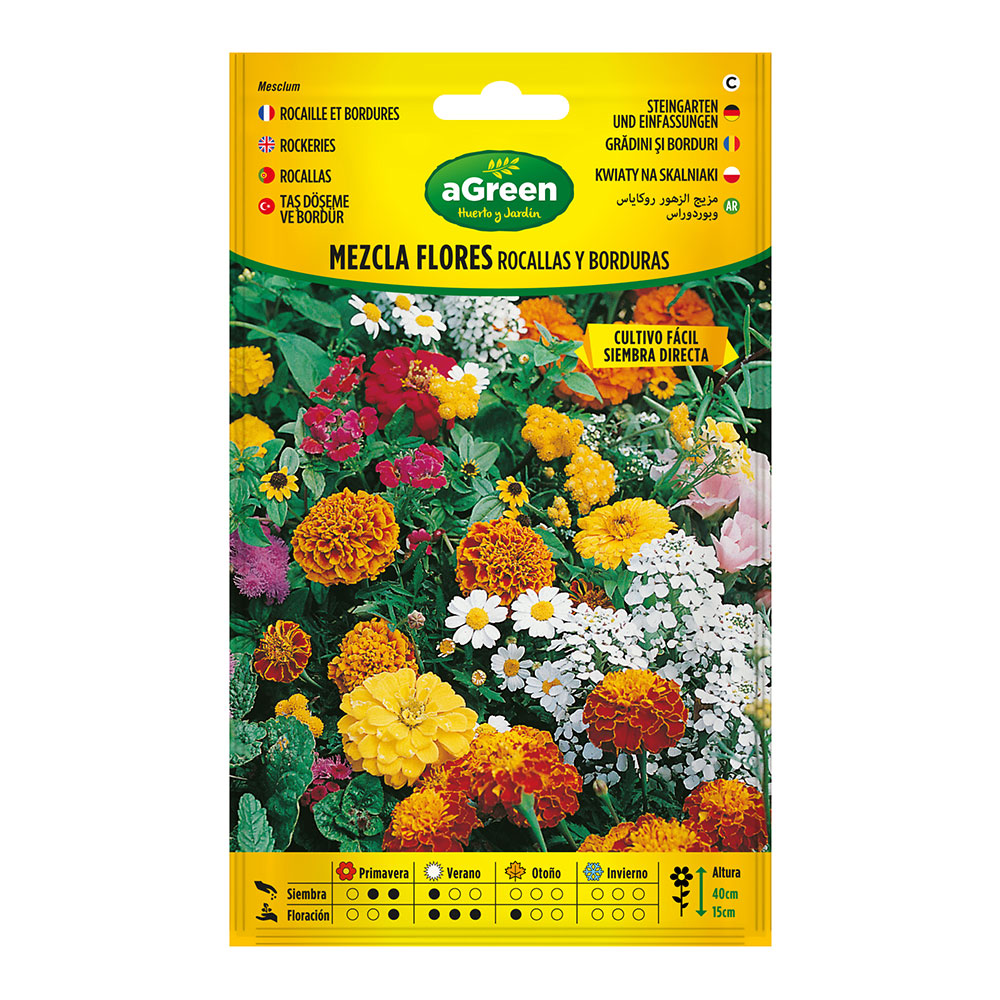 SOBRE CON SEMILLAS DE FLORES MEZCLA ROCALLAS Y BORDURAS