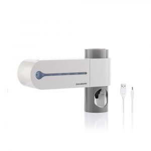 ESTERILIZADOR UV DE CEPILLOS DENTALES CON SOPORTE Y DISPENSADOR  DE DENTÍFRICO