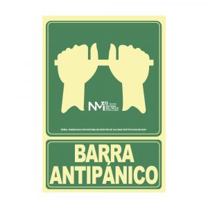CARTEL DE EVACUACIÓN "EMPUJAR BARRA PARA ABRIR PUERTA" CLASE B (PVC 0,7mm) 22.4x30cm NORMALUZ