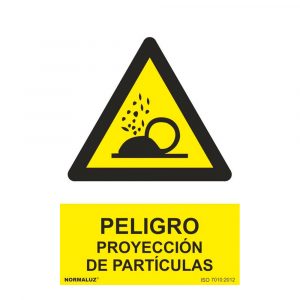 SEÑAL PELIGRO PROYECCIÓN DE PARTÍCULAS, PVC, 21 x 30 cm