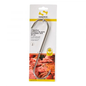 GANCHOS CARNICERO INOXIDABLE 18/8, 20 cm DE LONGITUD, BLISTER 3 unidades
