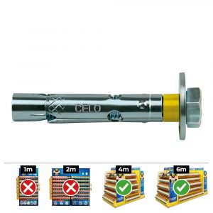 ANCLAJE DYNABOLT TORNILLO ZINCADO M6 Ø8 x 45 mm, CAJA 250 uds