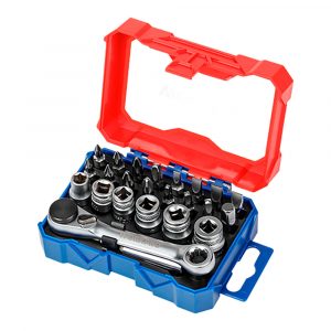 MINI CARRACA, JUEGO 24 PUNTAS Y VASOS DE 1/4"