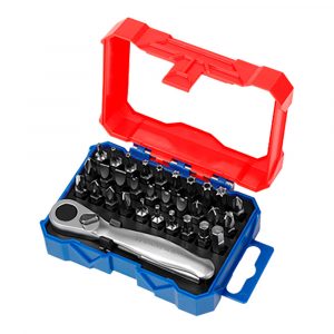 MINI CARRACA 1/4", JUEGO 32 PUNTAS