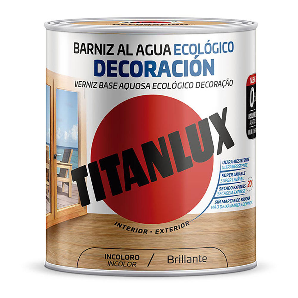 BARNIZ AL AGUA ECOLÓGICO DECORACIÓN INCOLORO BRILLANTE 750 ml