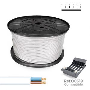 MANGUERA PLANA H05VVH2-F 2 x 1,00 mm², BLANCA, 500 m. (BOBINA GRANDE)