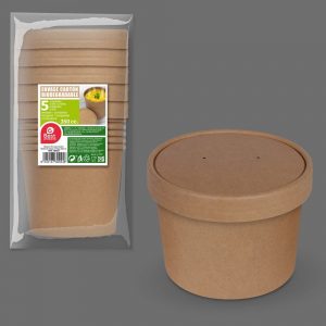 ENVASE DE CARTÓN REDONDO CON TAPA 350 cc, 5 uds
