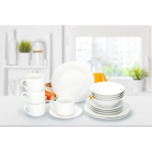 VAJILLA 16 PIEZAS BLANCA CERÁMICA