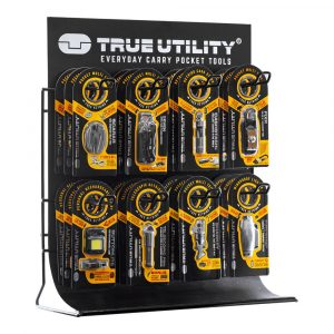 EXPOSITOR 8 GANCHOS TRUE, METALICO NEGRO, CON 8 REFERENCIAS, 3 UNIDADES DE CADA UNA, TOTAL 24 UNIDADES, 41 x 20 x 45 cm