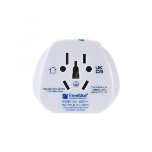 ADAPTADOR ENTRADA MULTIPLE MUNDIAL A SALIDA CLAVIJA REINO UNIDO, TB-904, TRAVEL BLUE