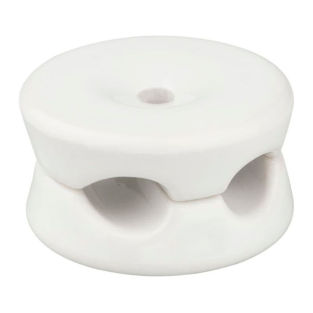 SUJETACABLES PORCELANA REDONDO DOBLE BLANCO, 5 uds Ø32 x 18,6 mm