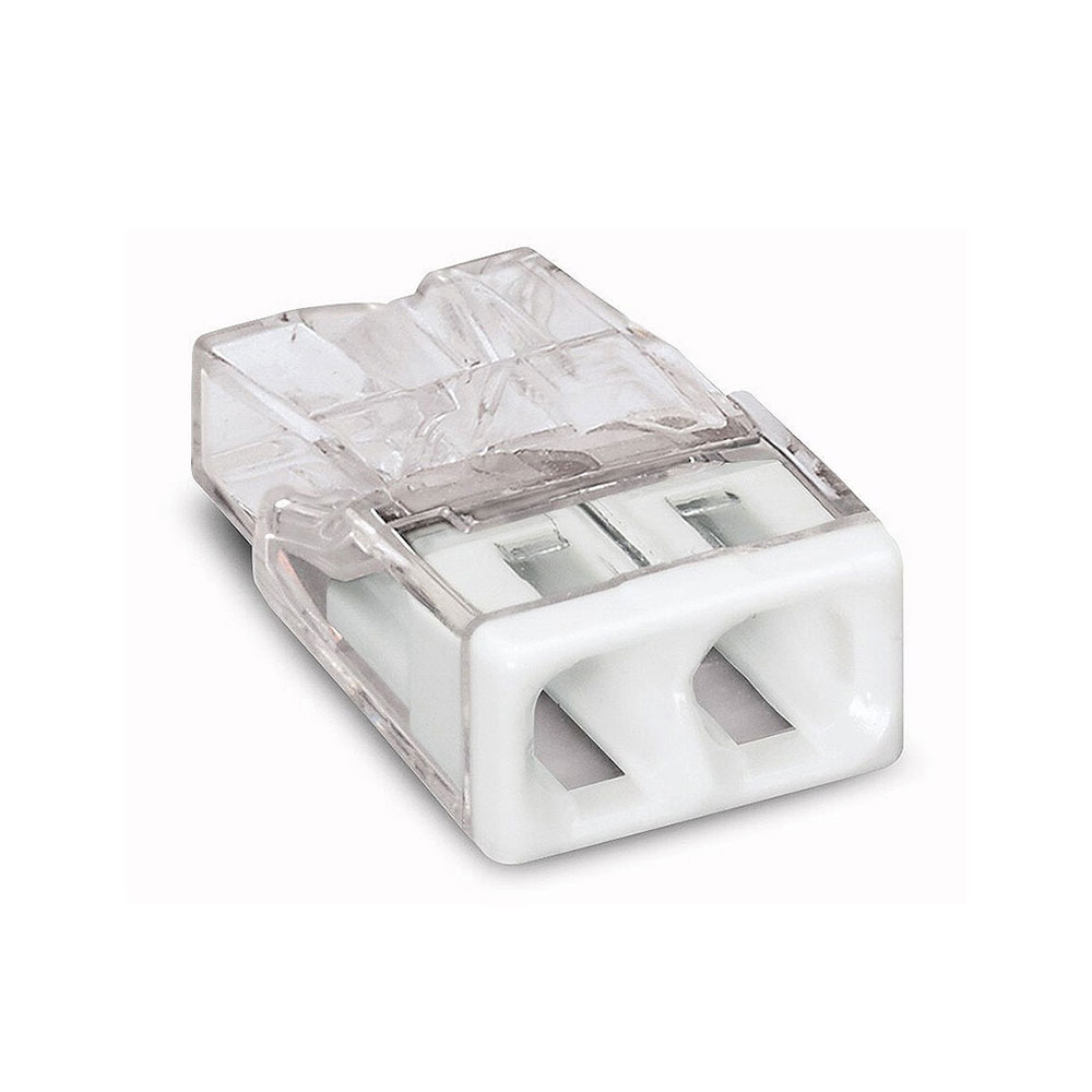 CONECTOR RÁPIDO 2 VIAS, Ø MAXIMO 2,5 mm², TRANSPARENTE / BLANCA