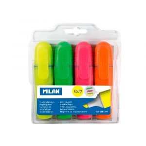 MARCADORES FLUORESCENTES PUNTA BISELADA COLORES SURTIDOS, 4 uds