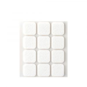 PACK 12 FIELTROS BLANCOS SINTETICOS ADHESIVOS 22x22mm PLASFIX INOFIX