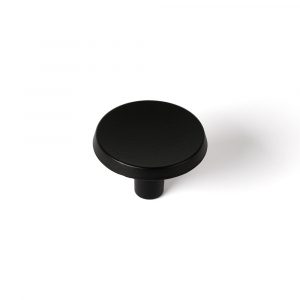 BLISTER CON 2 POMOS REDONDOS PARA MUEBLE FABRICADO EN ZAMAK ACABADO NEGRO MATE MOD. 774 Ø35mm REI