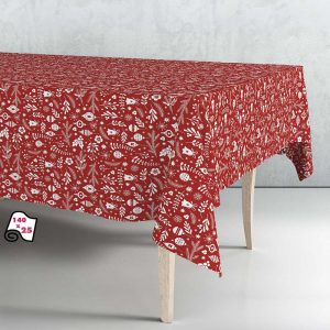 ROLLO DE HULE MANTEL NAVIDAD ROJO NORDIC 140 cm x 25 m