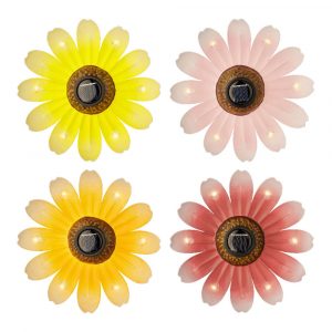 FIGURA LUZ SOLAR METALICA CON FORMA DE FLOR Ø14 x 4 cm COLORES SURTIDOS