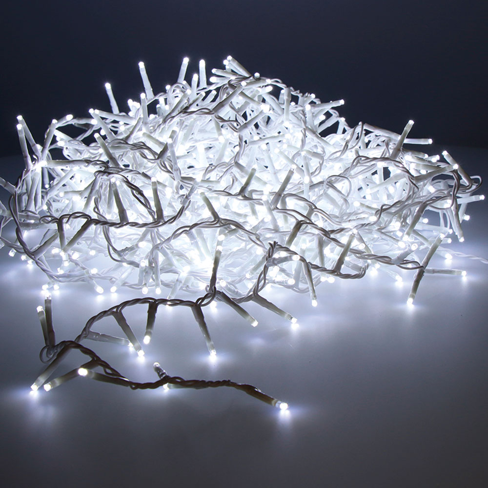 GUIRNALDA LED COMPACT 500 LEDS PARPADEANTE EXTERIOR BLANCO FRIO CABLE BLANCO 16 m