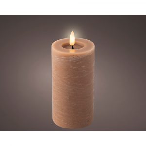 VELA DE CERA LED COLOR MARRÓN Ø7 x 15 cm