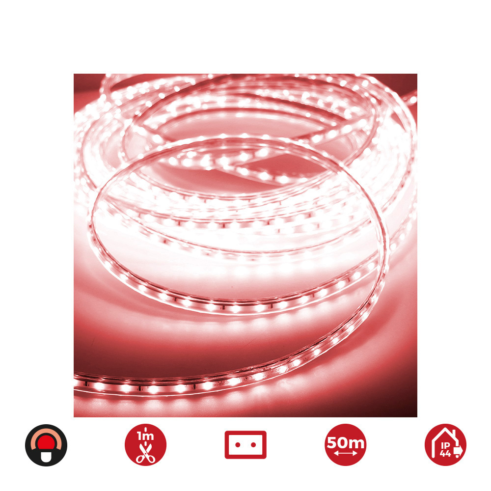 TIRA DE LED 60 LEDS/m 4,2W/m 220-240V IP44 50 m ROJO