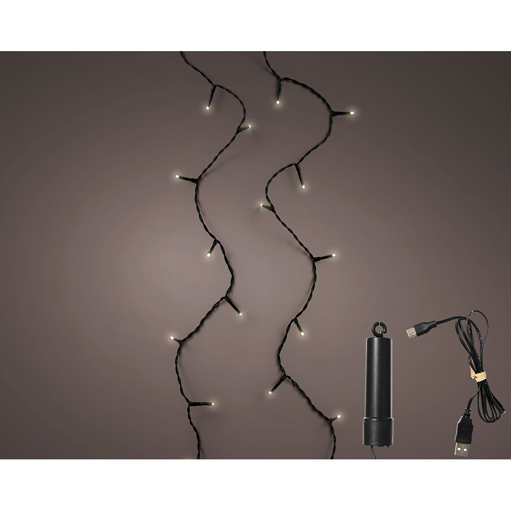 GUIRNALDA LED MULTIFUNCIÓN EXTERIOR CON BATERIA 100 LEDS MULTICOLOR CON CABLE NEGRO 7,4 m