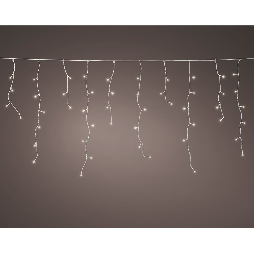 CORTINA LED DE CARÁMBANO CONNECT (INTERCONECTABLE) MULTIFUNCIÓN 250 LEDS LUZ CÁLIDA CON EFECTO INTERMITENTE EXTERIOR BLANCO 7,35 m