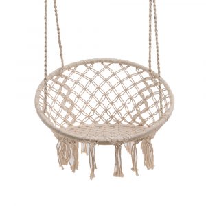 COLUMPIO BALI DE ALGODON CON FLECOS Ø 82 x 123 cm, COLOR CREMA