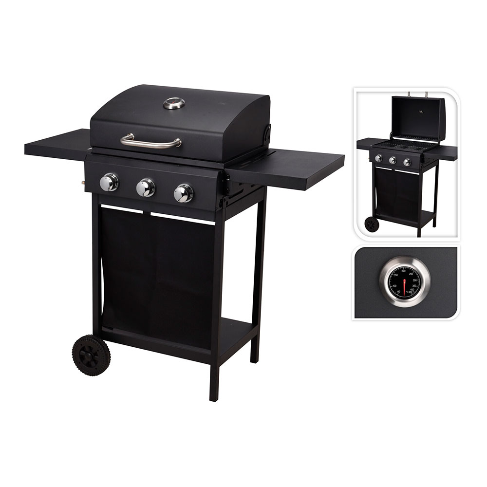 BARBACOA DE GAS DE 3 FUEGOS 139x56,5x106cm VAGGAN
