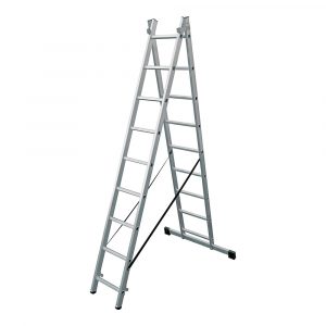 ESCALERA TRANSFORMABLE DE ALUMINIO 2 x 9 PELDAÑOS