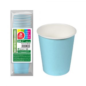 VASOS DE CARTÓN AZULES BABY 200cc, 24 uds