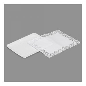 BANDEJA RECTANGULAR CON BLONDA COLOR BLANCO 22 x 28 cm, 2 uds
