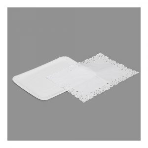 BANDEJA RECTANGULAR CON BLONDA COLOR BLANCO 25 x 34 cm, 1 uds