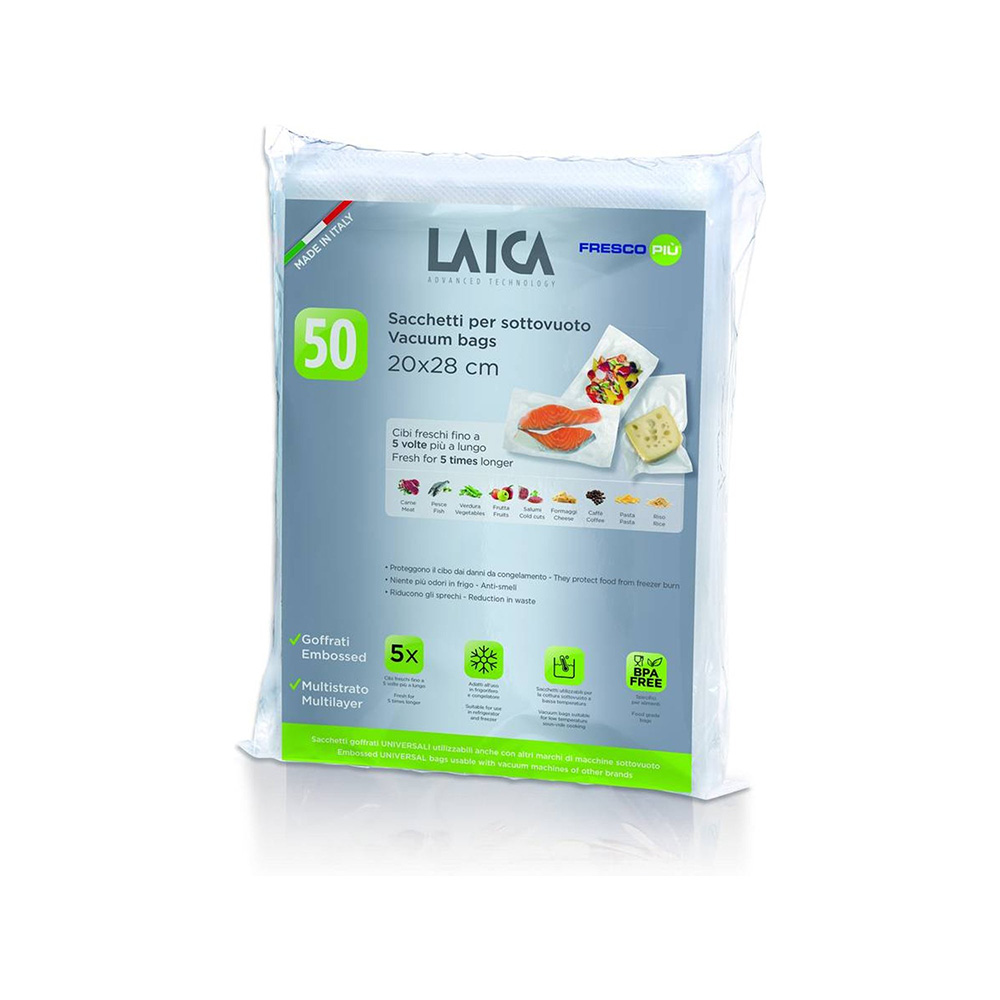 PAQUETE DE 50 BOLSAS DE CONSERVACION AL VACIO 20 x 28 cm