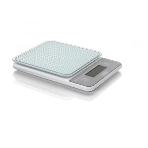 BÁSCULA ELECTRONICA DE COCINA, MÁXIMO 5kg. BLANCA CON BATERÍA RECARGABLE