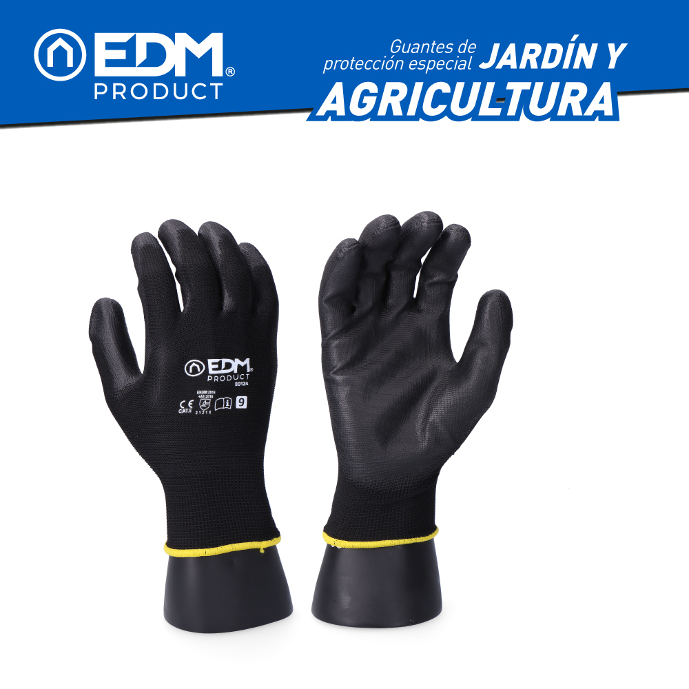 GUANTE POLIÉSTER CON PALMA POLIURETANO PARA JARDÍN AGRICULTURA, T-10