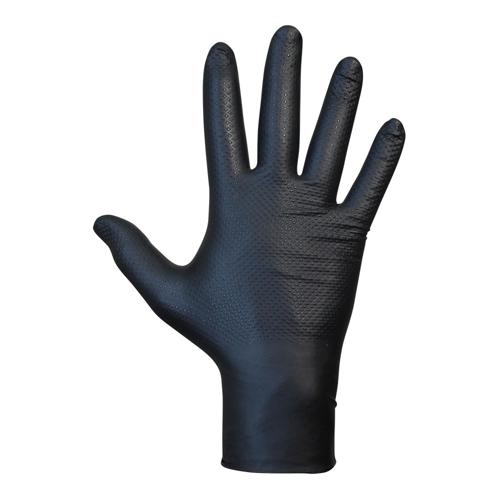 GUANTE NITRILO, SIN POLVO, DESECHABLE, DIAMANTADO, NEGRO, T-07, CAJA 50 uds