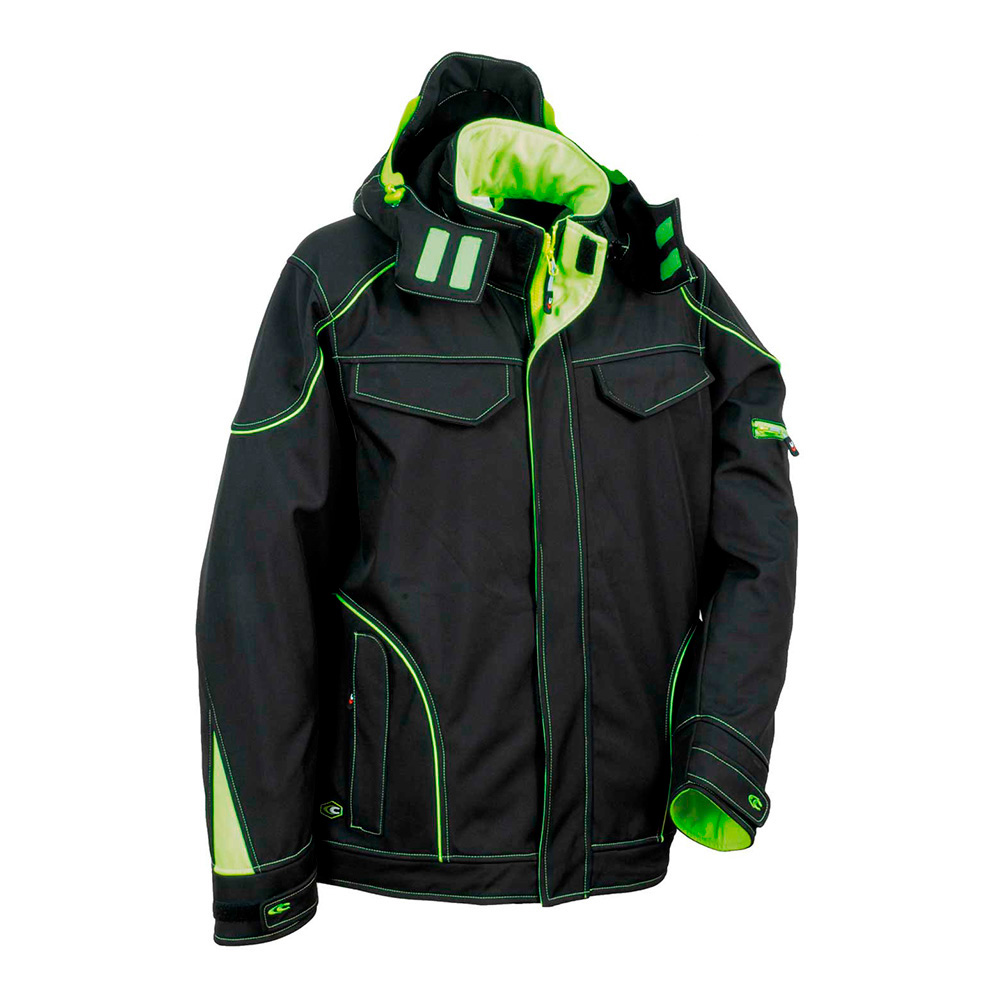 CAZADORA SOFTSHELL TECKA NEGRO LIME TALLA 64