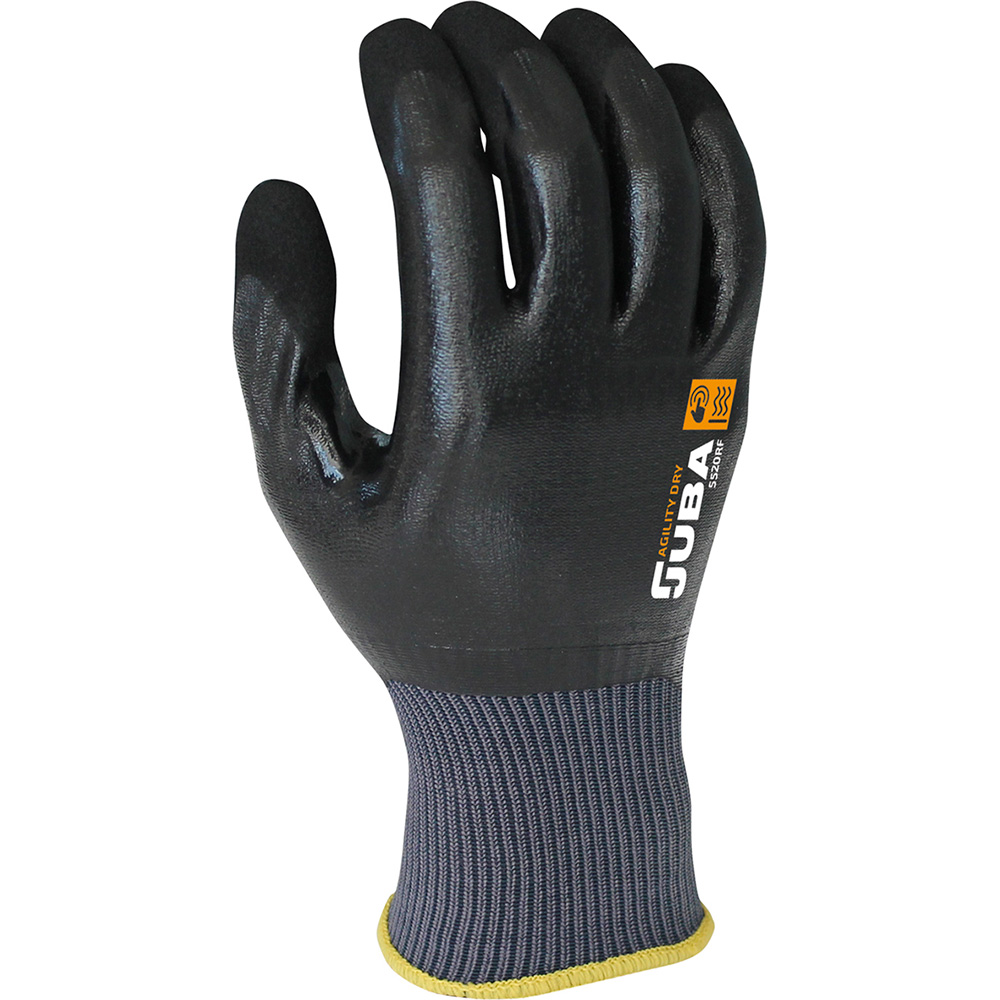 GUANTE NAILON RECUBIERTO TOTAL NITRILO, NEGRO, T-08