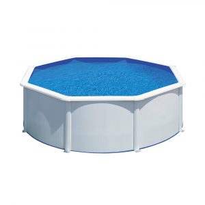 PISCINA REDONDA DE PARED DE ACERO CON CHAPA BLANCA 350 x 120 cm