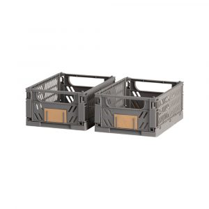 CAJA ALMACENAJE PLEGABLE GRIS 17 x 12.5 x 7 cm SET 2 PIEZAS
