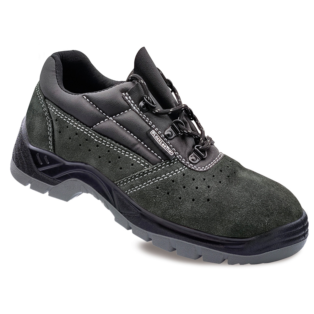 ZAPATOS DE SEGURIDAD PIEL SERRAJE PERFORADA GRIS OSCURO S1P SRC TALLA 46