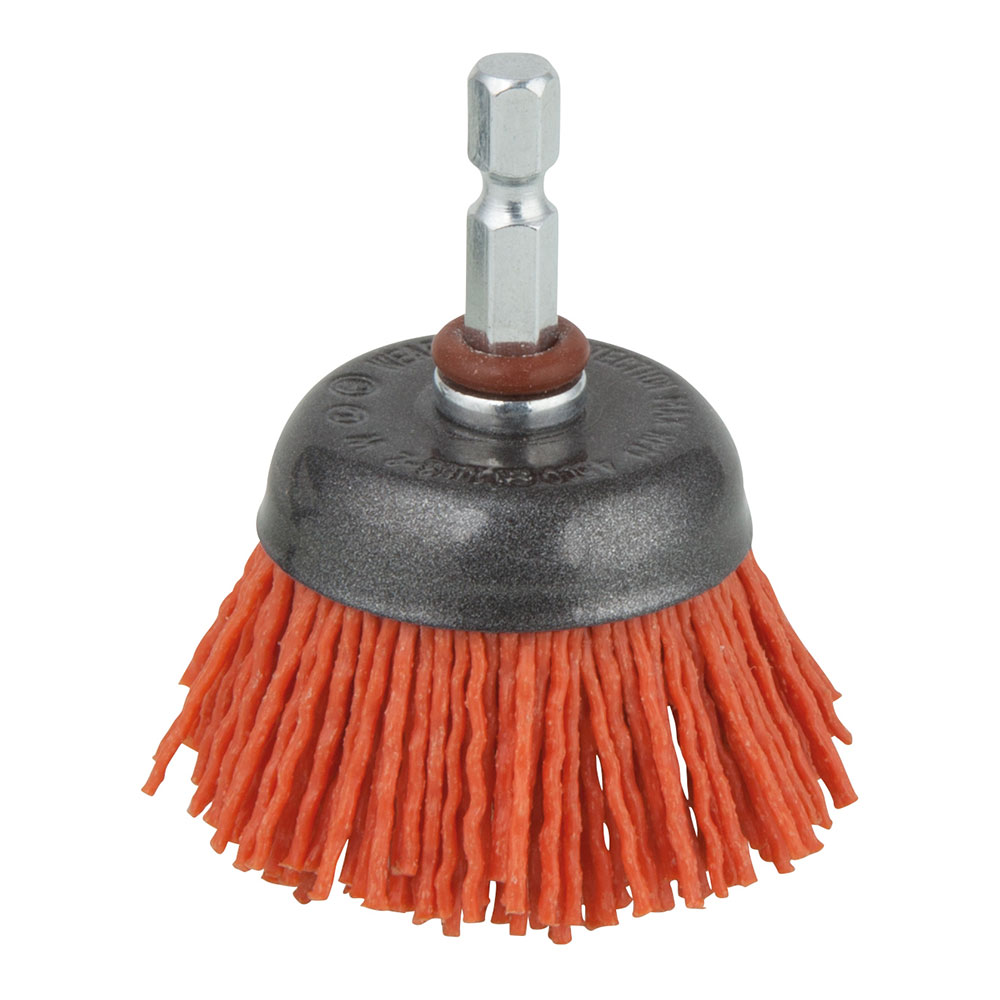 CEPILLO DE COPA DE ALAMBRE DE NYLON, AGRESIVO, VÁSTAGO HEXAGONAL Ø50 mm