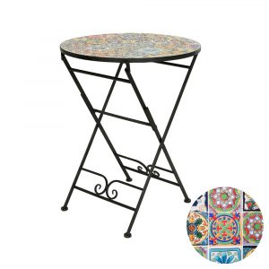 MESA METALICA/MOSAICO PRAGA COLOR NEGRO PARA EXTERIOR