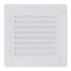 REJILLA VENTILACIÓN CUADRADA CON TAPONES Y MOSQUITERA 100x100x7mm ABS BLANCA