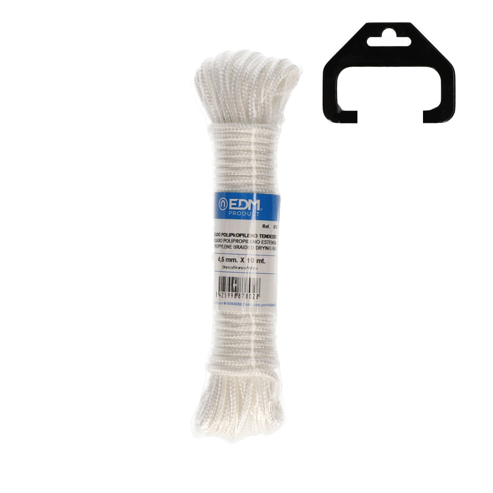 CORDÓN TRENZADA TENDEDERO POLIPROPILENO BLANCO, CALIBRE 4,5 mm x 10 m