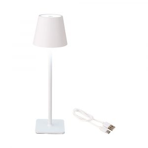 LÁMPARA LED DE MESA RECARGABLE PARA EXTERIOR Y INTERIOR COLOR 37 cm BLANCO