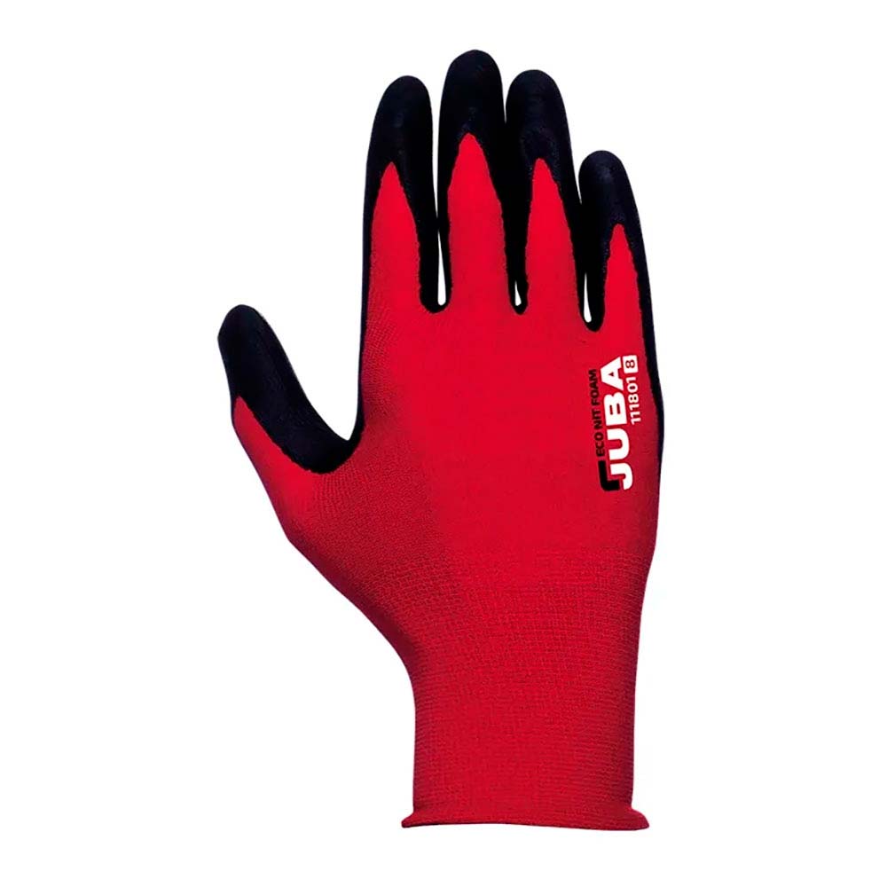 GUANTE NAILON / LICRA CON PALMA NITRILO MICROFOAM, ECONIT FOAM, ROJO Y NEGRO, T-8 M