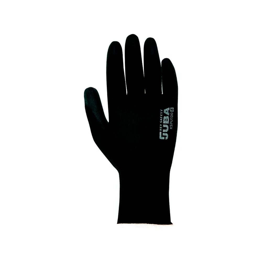 GUANTE POLIÉSTER CON PALMA POLIURETANO, KEEP SAFE, NEGRO, T-7 S